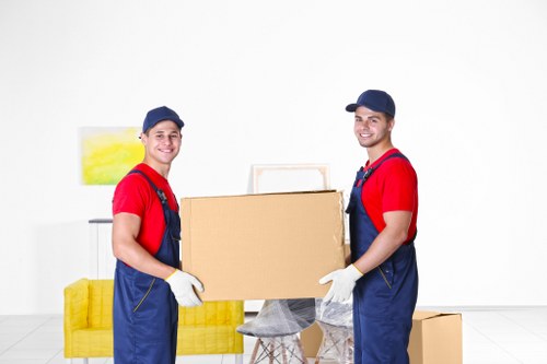 Removal team planning a local move in Enfield with boxes and furniture