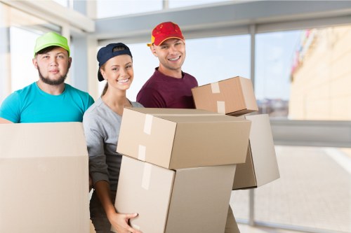 Commercial moving team planning an office relocation in Enfield