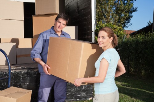 Moving boxes and household items during an Enfield relocation